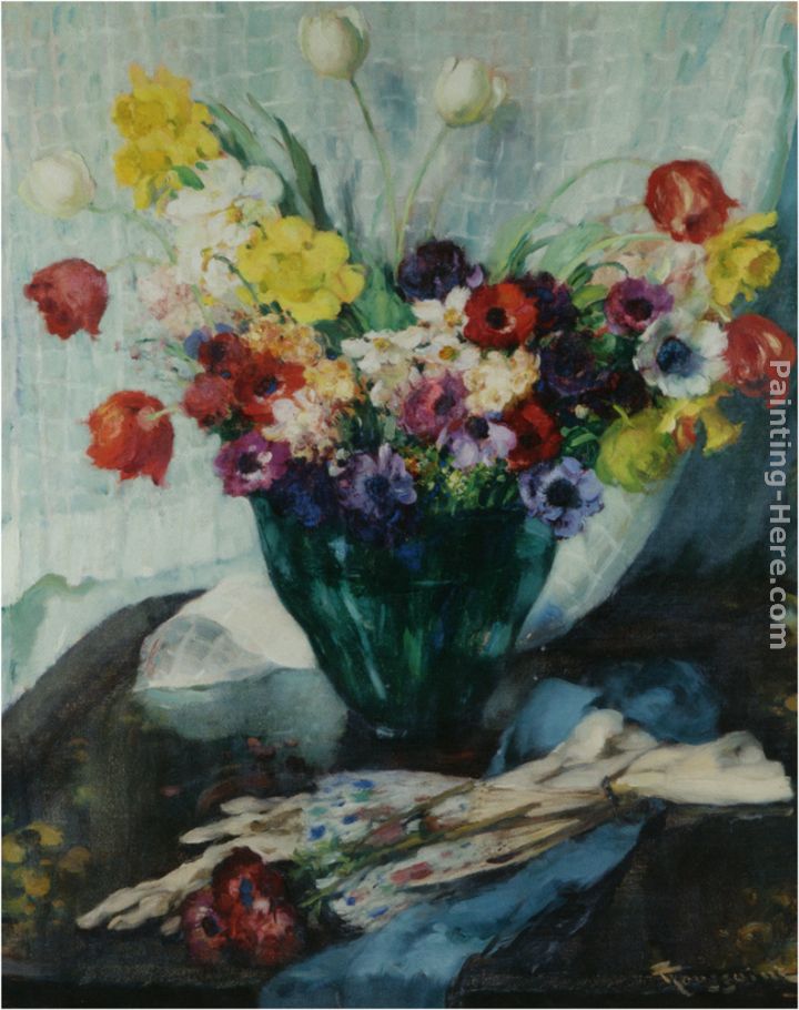 Vase de Fleurs et Rideau Blanc painting - Fernand Toussaint Vase de Fleurs et Rideau Blanc art painting